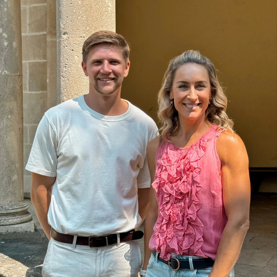 Creatonics co-founder Chris Curwen standing next to founding brand ambassador and Olympic champion Amy Williams MBE.